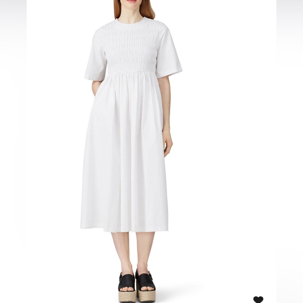Sandy Liang White Pleated Midi Sundress